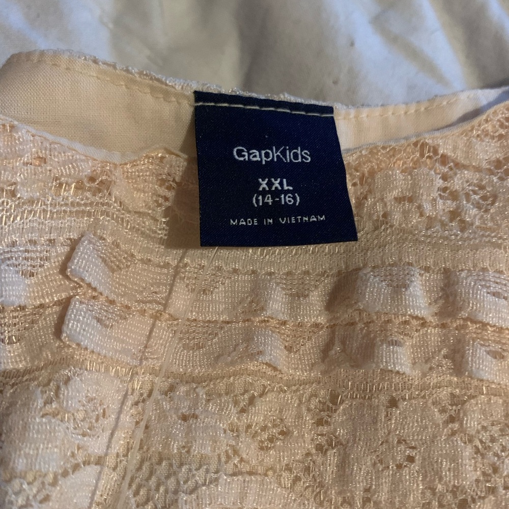NWT kids Gap XXL 14-16 Blush pink lace dressy dress, with tiered ruffles lined - Picture 6 of 8